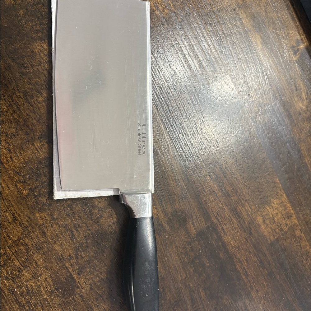Stainless Steel Cleaver with Black Handle